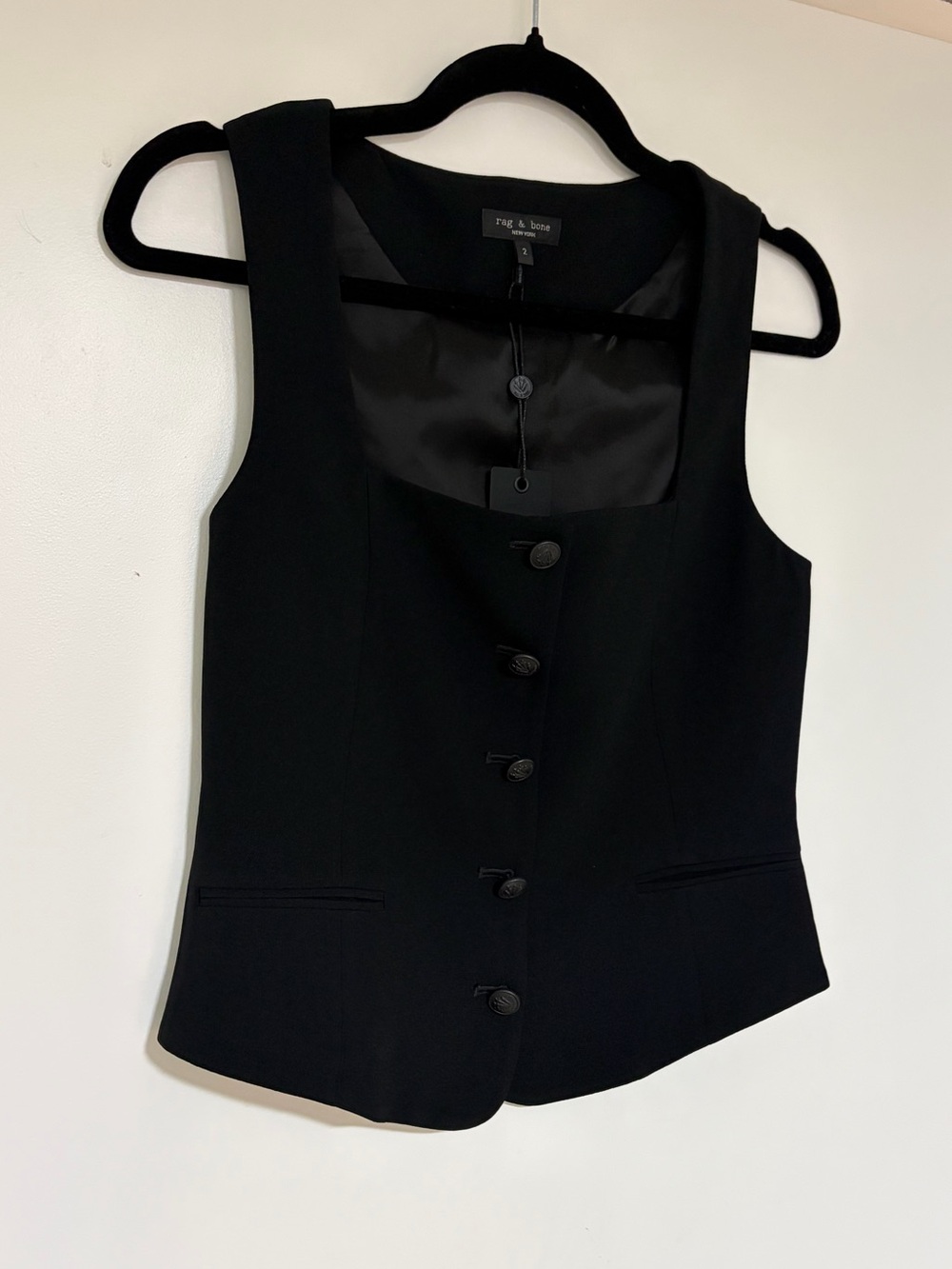 Rag & Bone Women’s Black Mariana Crepe Vest Size 2 NWT - Picture 5 of 13